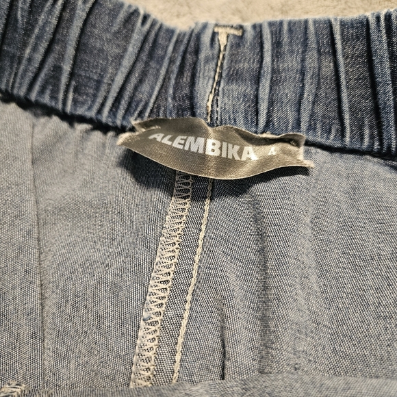 Alembika Pull On Wide Leg Denim Pants Size 12/14 - Picture 6 of 12